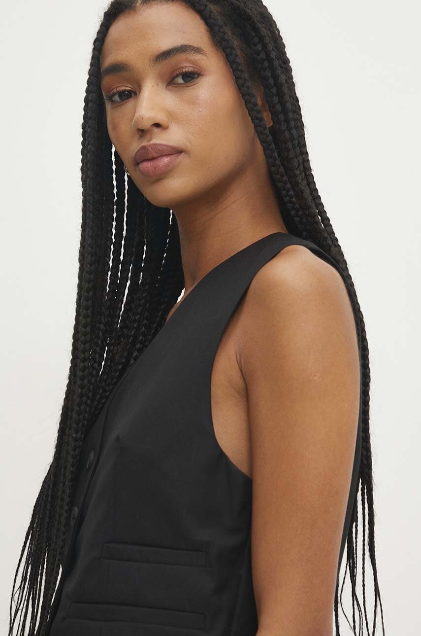 Answear Lab vesta culoarea negru, un singur rand de nasturi Answear Lab vesta culoarea negru, un singur rand de nasturi