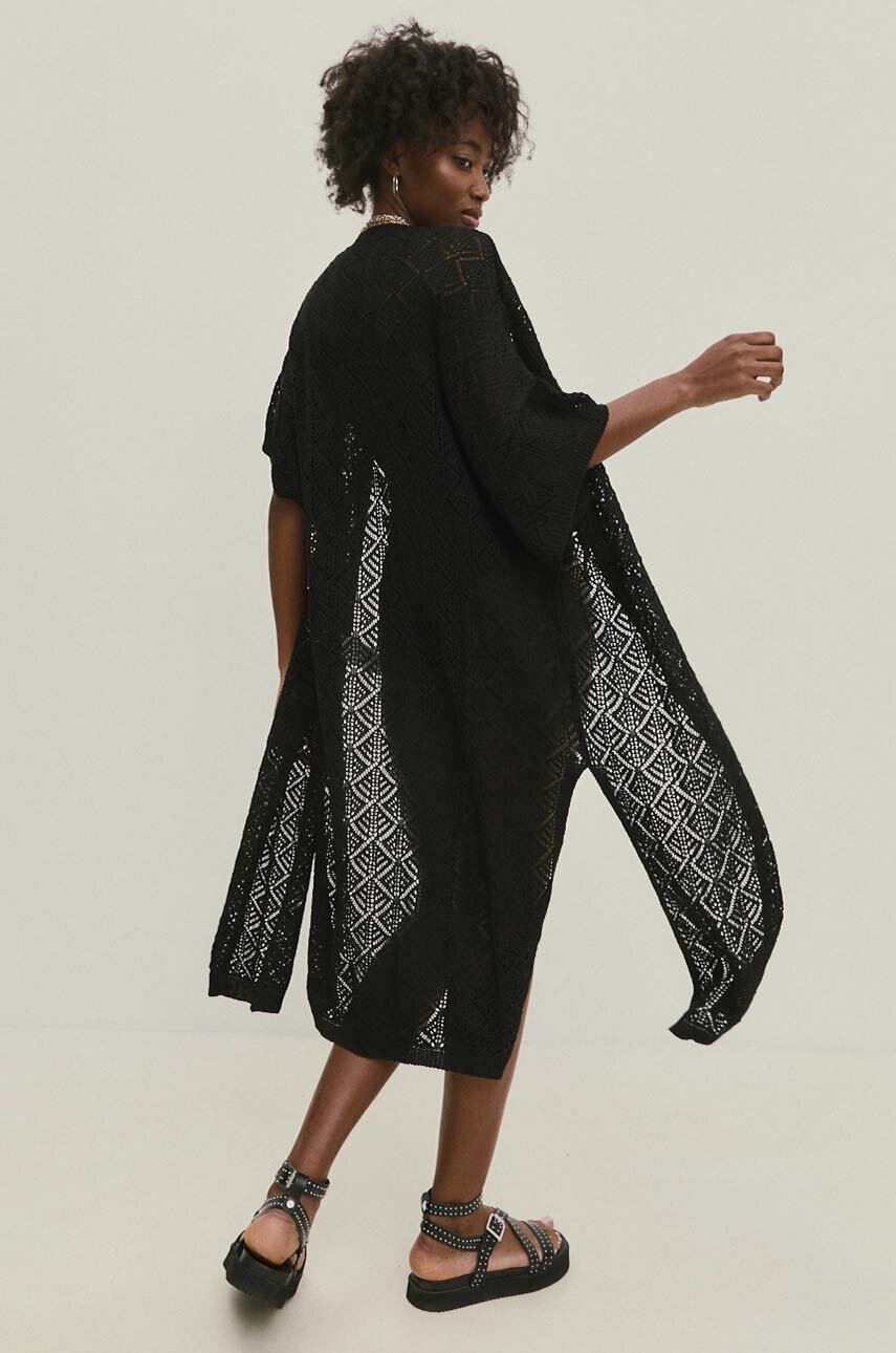 

Памучно сако Answear Lab в черно с уголемена кройка с изчистен дизайн, Черен