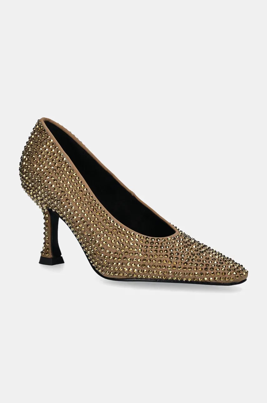 Answear Lab pantofi cu toc culoarea auriu