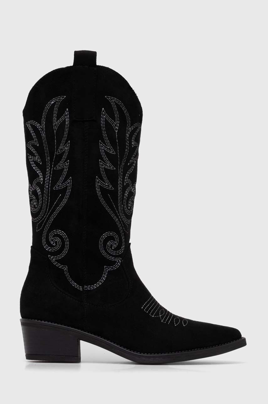 Levně Westernové boty Answear Lab dámské, černá barva, na podpatku