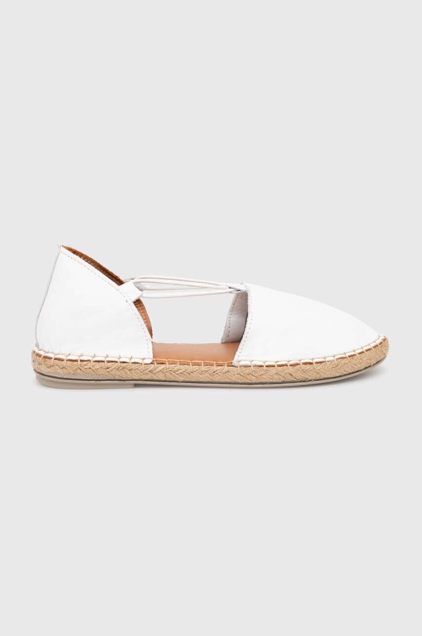 Answear Lab espadrile de piele culoarea alb