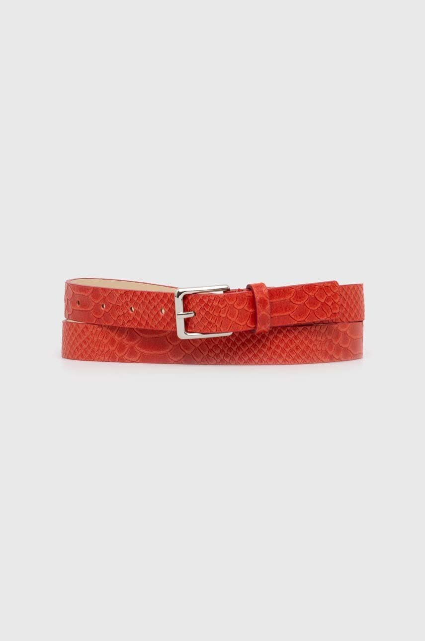 Levně Kožený pásek Answear Lab dámský, červená barva