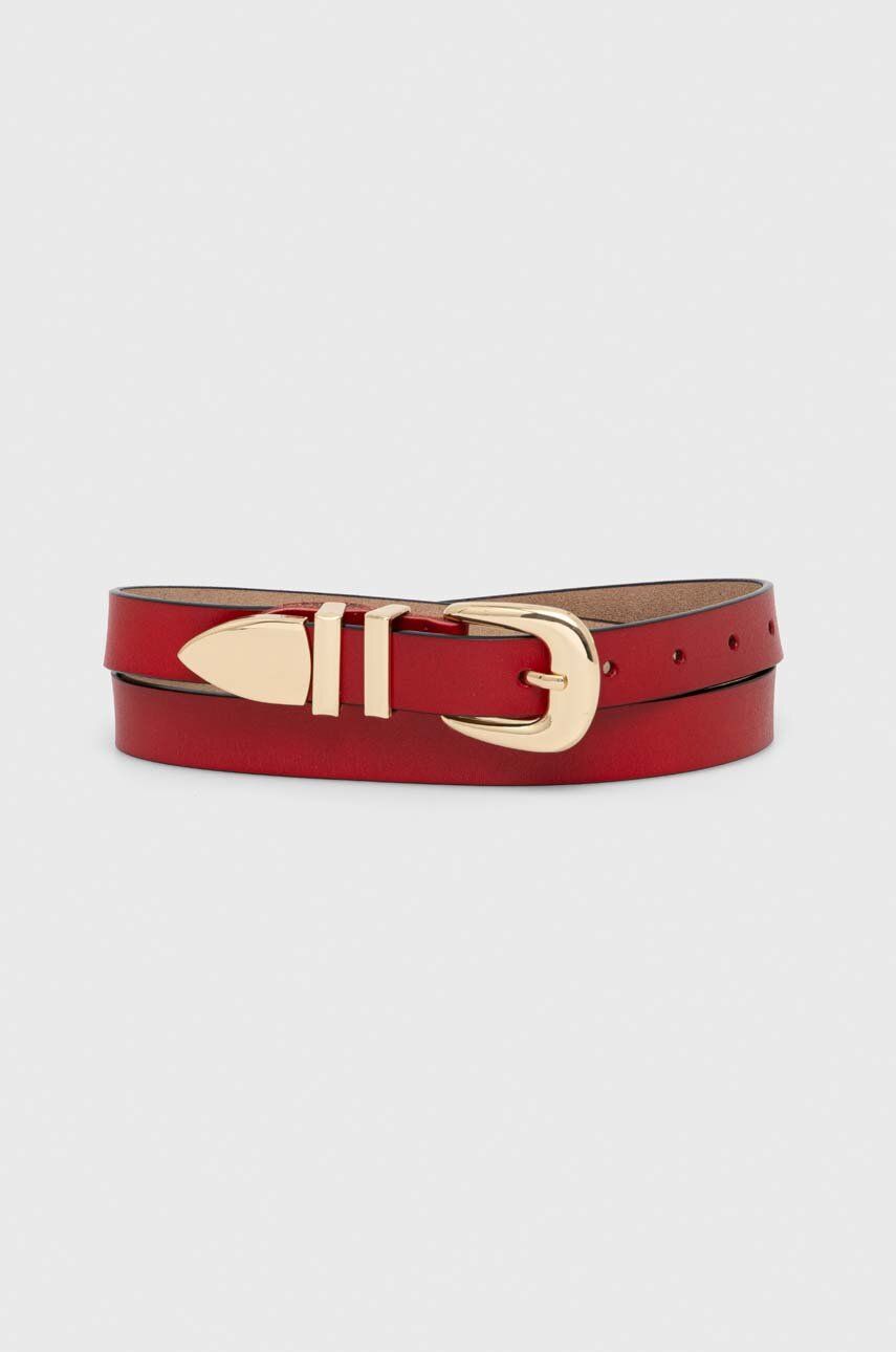 Levně Kožený pásek Answear Lab dámský, červená barva
