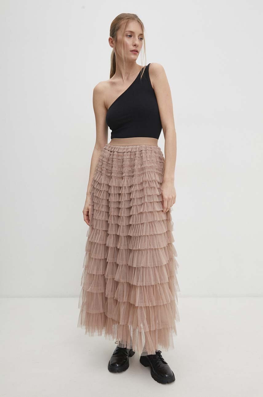 Φούστα Answear.LAB χρώμα: μπεζ φωτογραφία