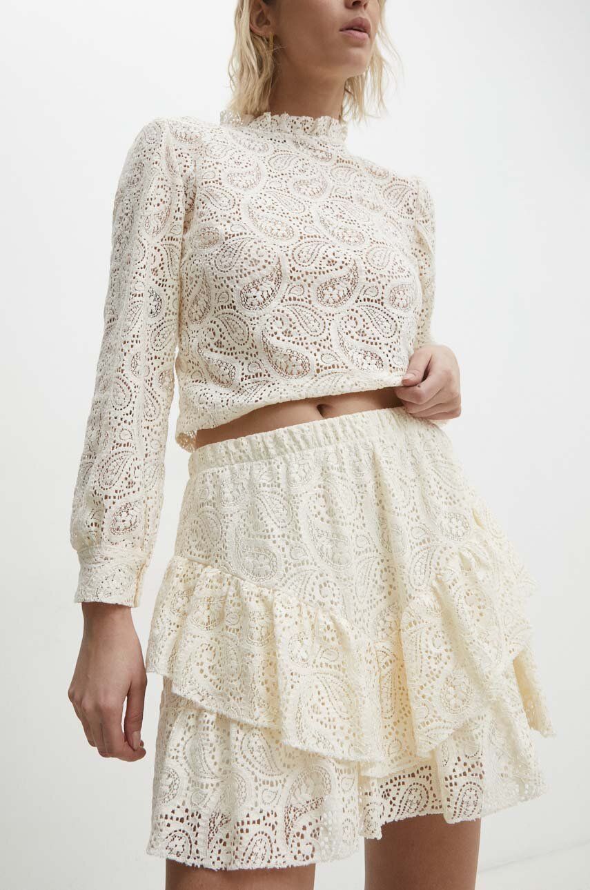E-shop Bavlněná sukně Answear Lab béžová barva, mini, áčková