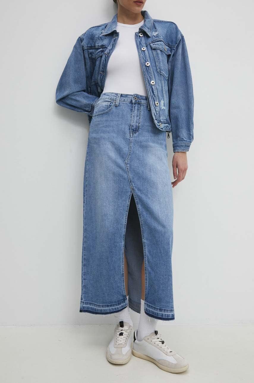 Answear Lab fustă din denim maxi, dreaptă Answear Lab fustă din denim maxi, dreaptă