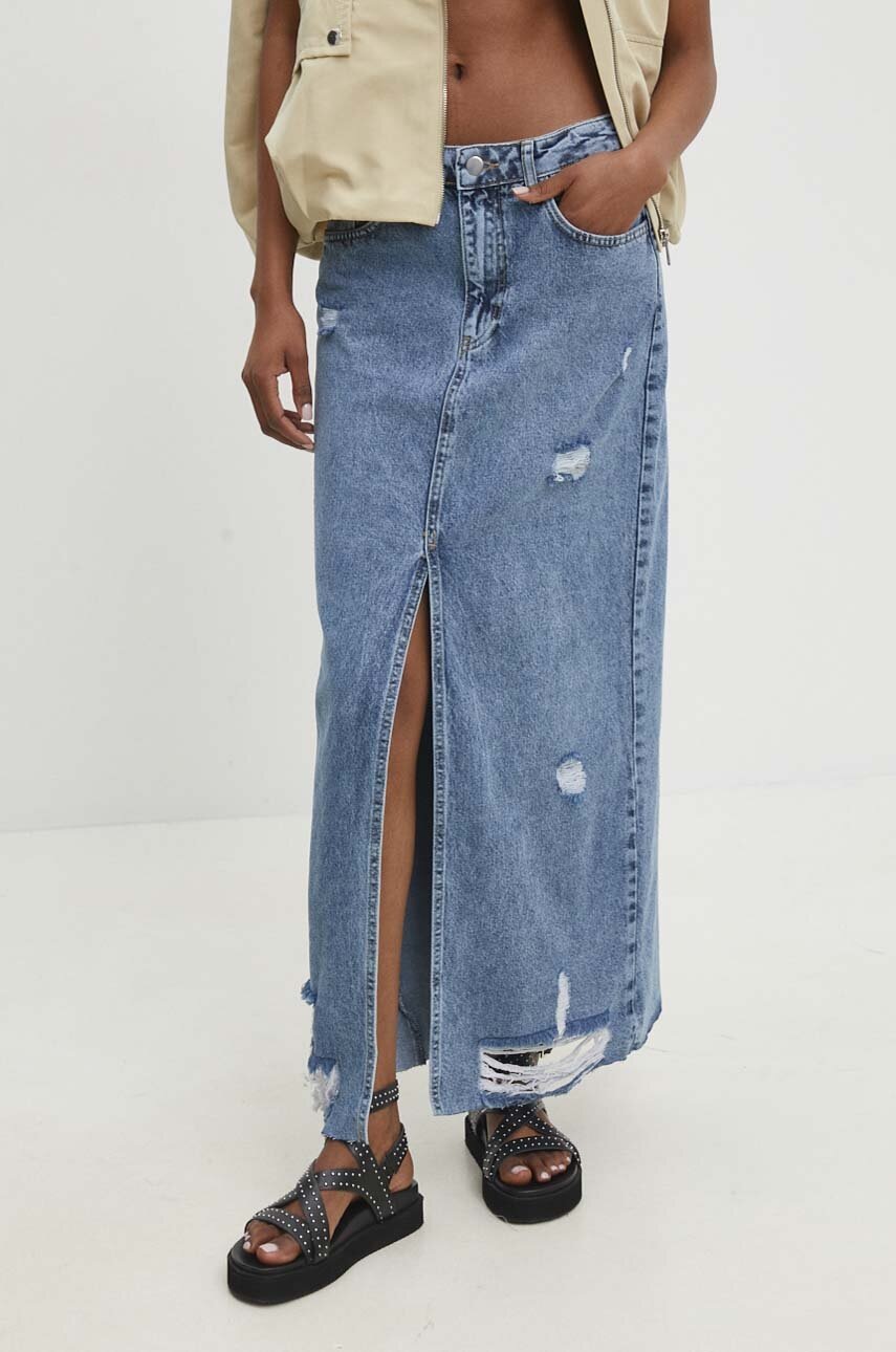 

Дънкова пола Answear Lab в синьо дълга със стандартна кройка, Син