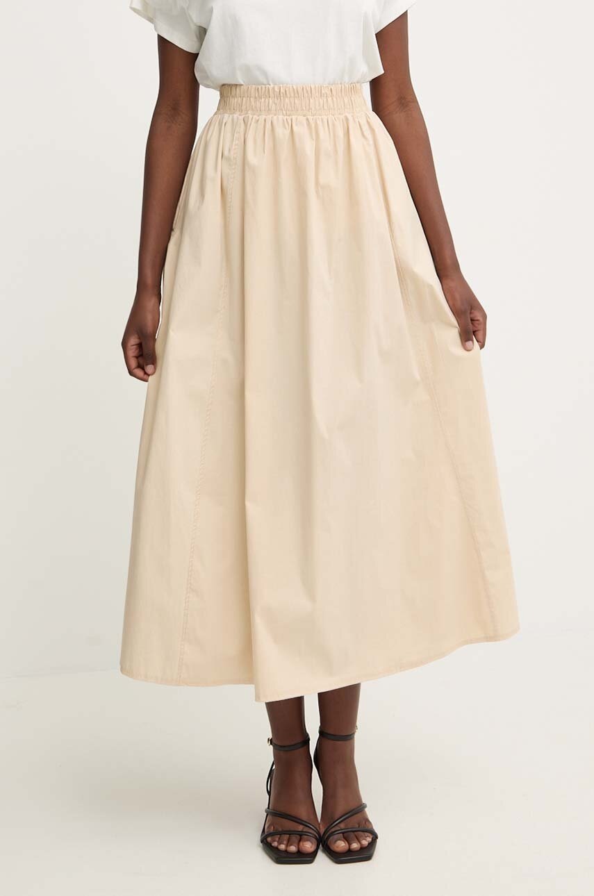 

Памучна пола Answear Lab в бежово дълга разкроена, Бежов