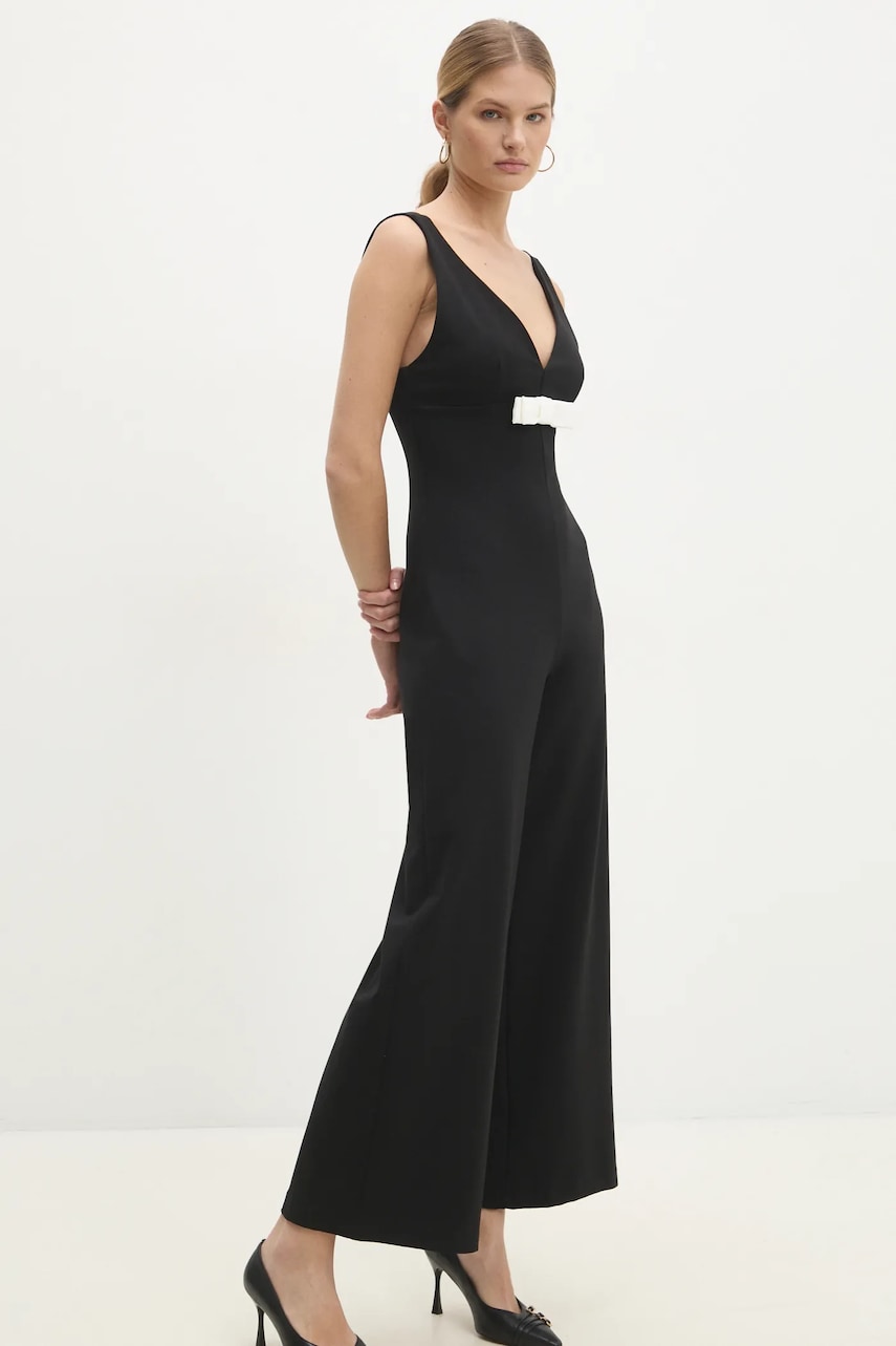 Answear Lab salopeta culoarea negru, cu decolteu in v Answear Lab salopeta culoarea negru, cu decolteu in v