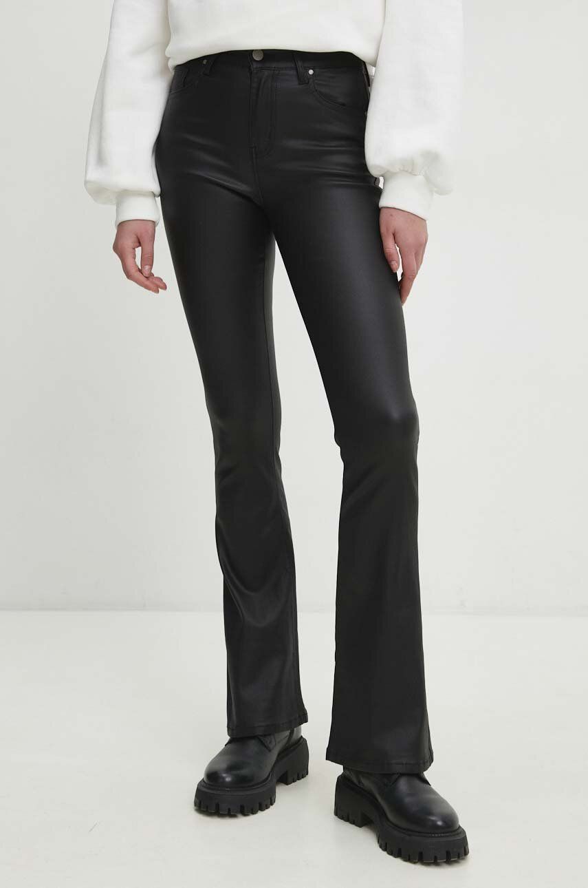 E-shop Kalhoty Answear Lab dámské, černá barva, zvony, medium waist