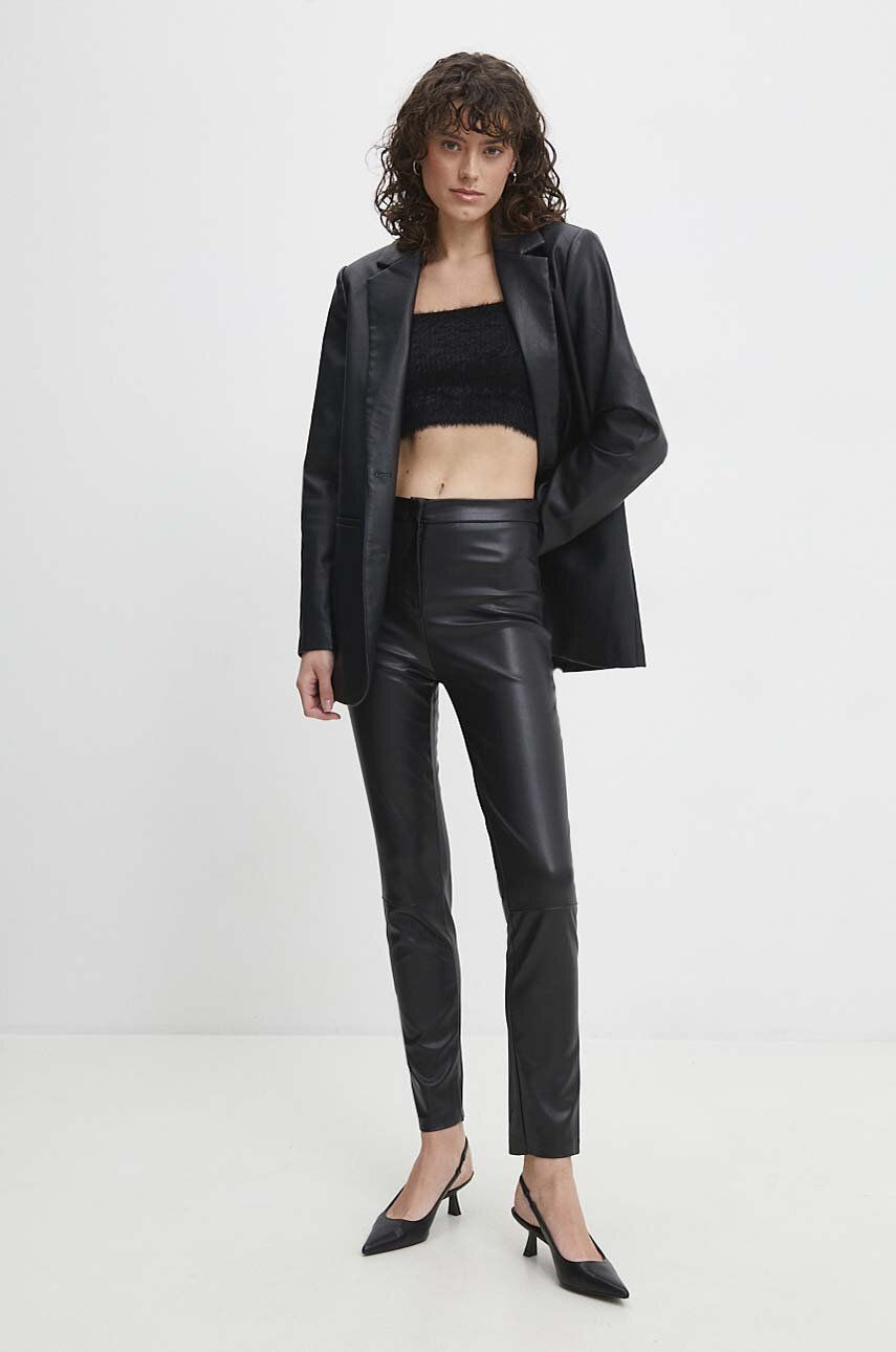 Answear Lab pantaloni femei, culoarea negru, drept, high wai