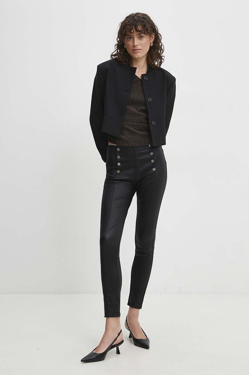 Levně Kalhoty Answear Lab dámské, černá barva, přiléhavé, medium waist