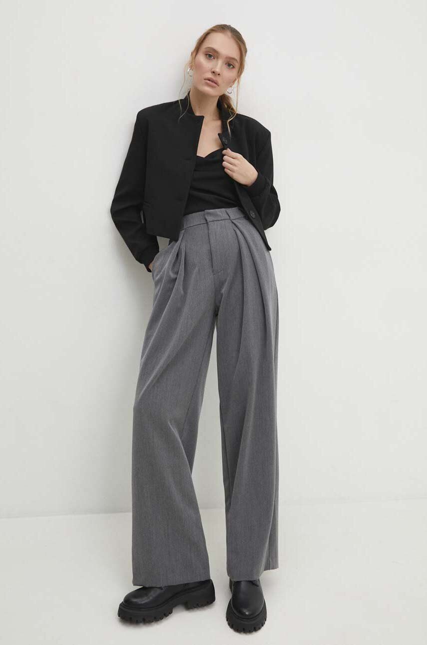 Answear Lab pantaloni femei, culoarea gri, lat, high waist