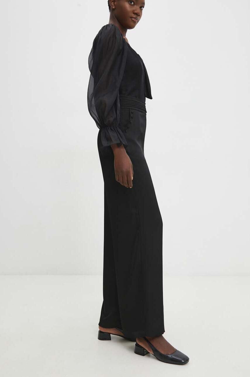 Answear Lab pantaloni femei, culoarea negru, lat, high waist Answear Lab pantaloni femei, culoarea negru, lat, high waist
