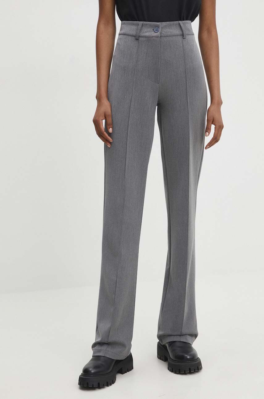 Levně Kalhoty Answear Lab dámské, šedá barva, jednoduché, high waist