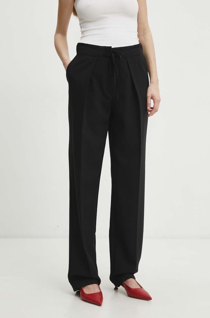 Levně Kalhoty Answear Lab dámské, černá barva, jednoduché, high waist