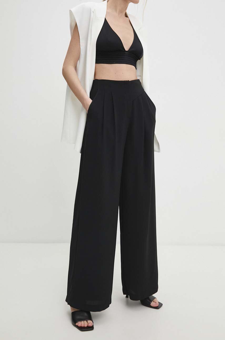 Levně Kalhoty Answear Lab dámské, černá barva, jednoduché, high waist