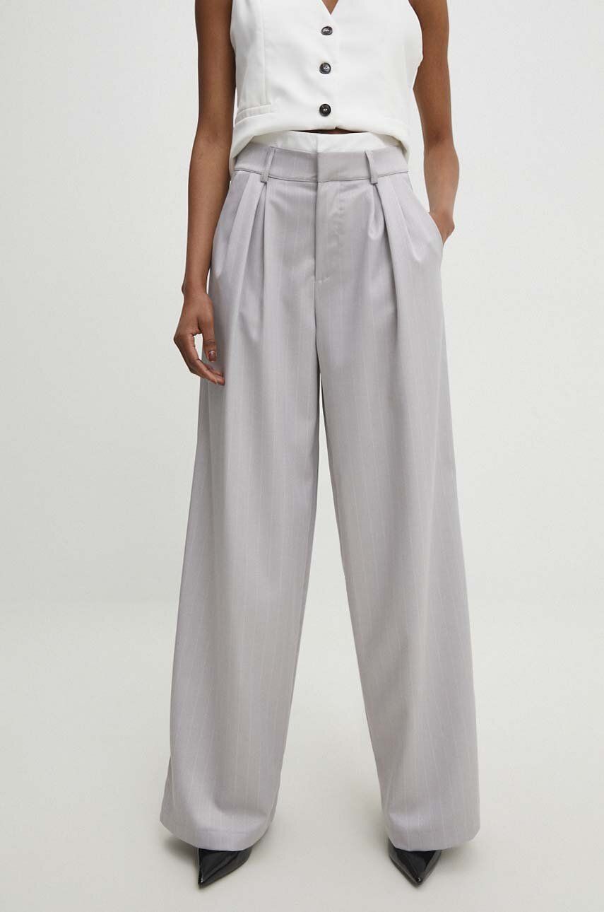 Answear Lab pantaloni femei, culoarea gri, lat, high waist