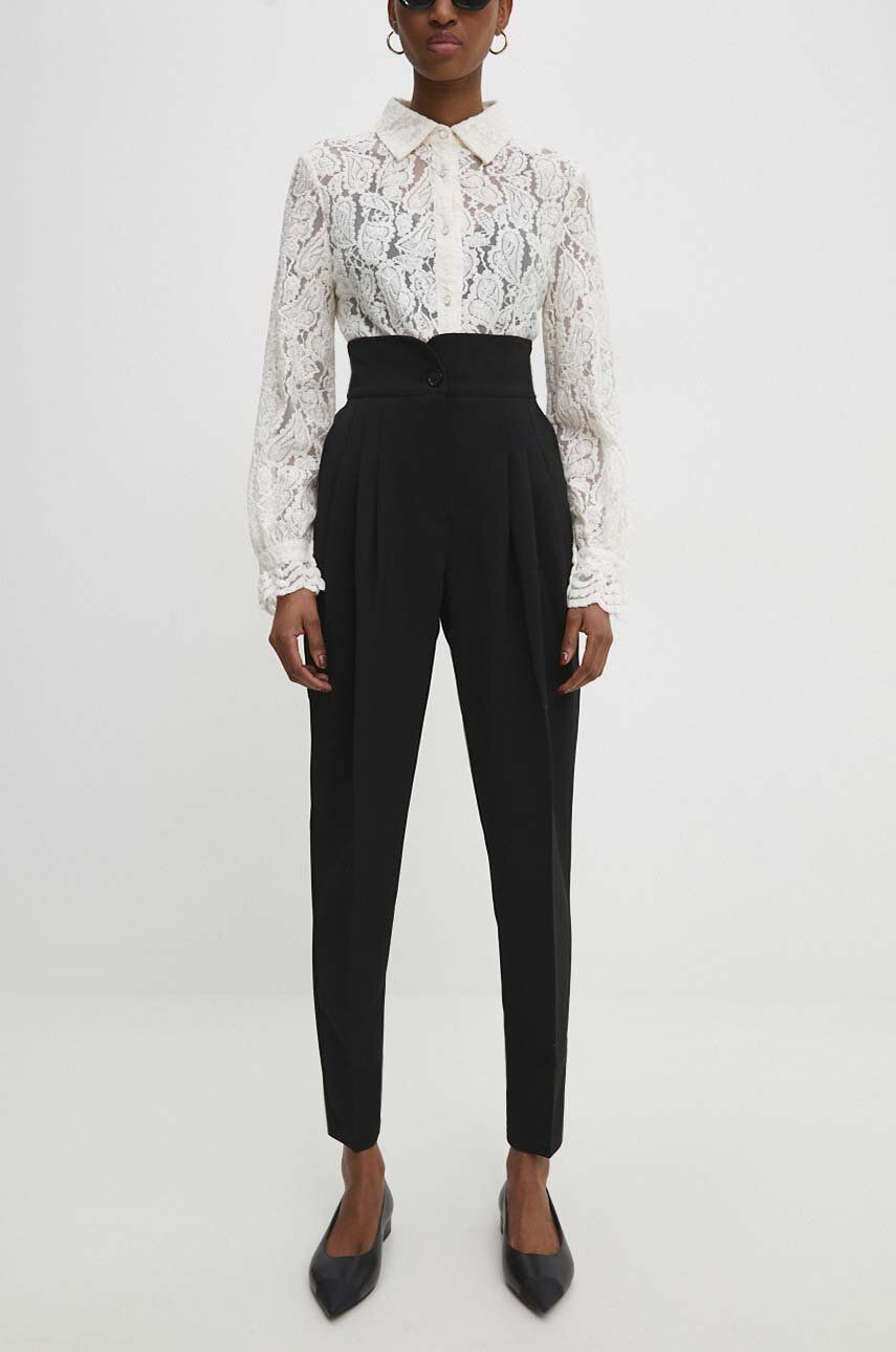 Levně Kalhoty Answear Lab dámské, černá barva, střih chinos, high waist