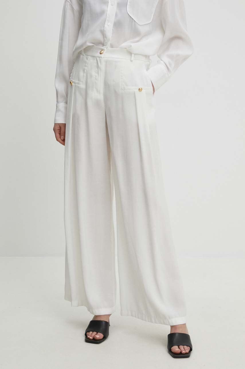 Levně Kalhoty Answear Lab dámské, bílá barva, jednoduché, high waist
