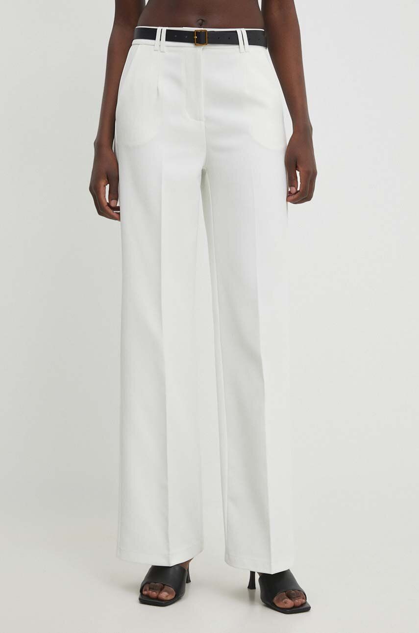 Levně Kalhoty Answear Lab dámské, bílá barva, široké, high waist