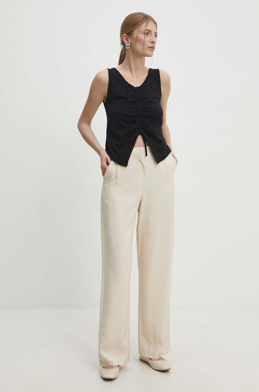 Levně Kalhoty Answear Lab dámské, béžová barva, jednoduché, high waist