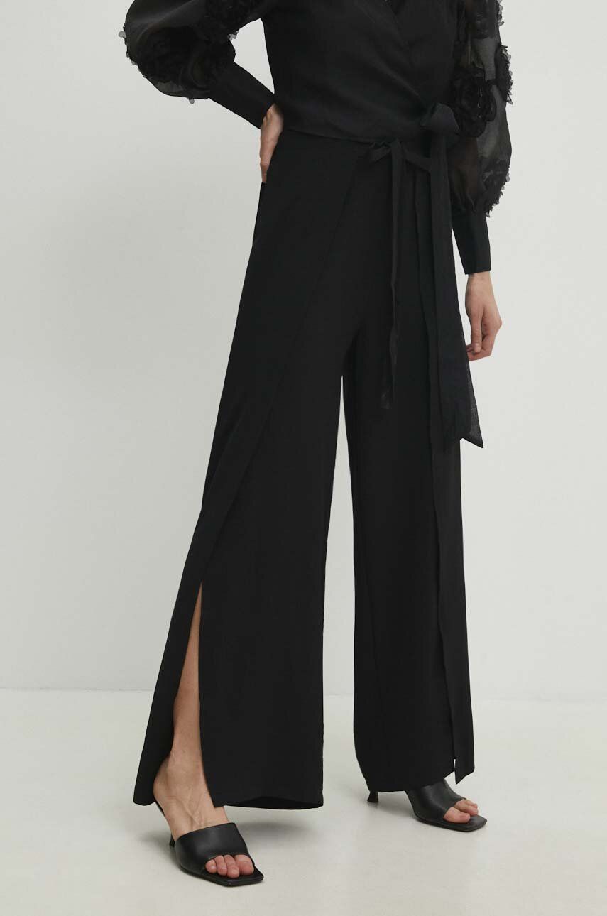 Levně Kalhoty Answear Lab dámské, černá barva, široké, high waist