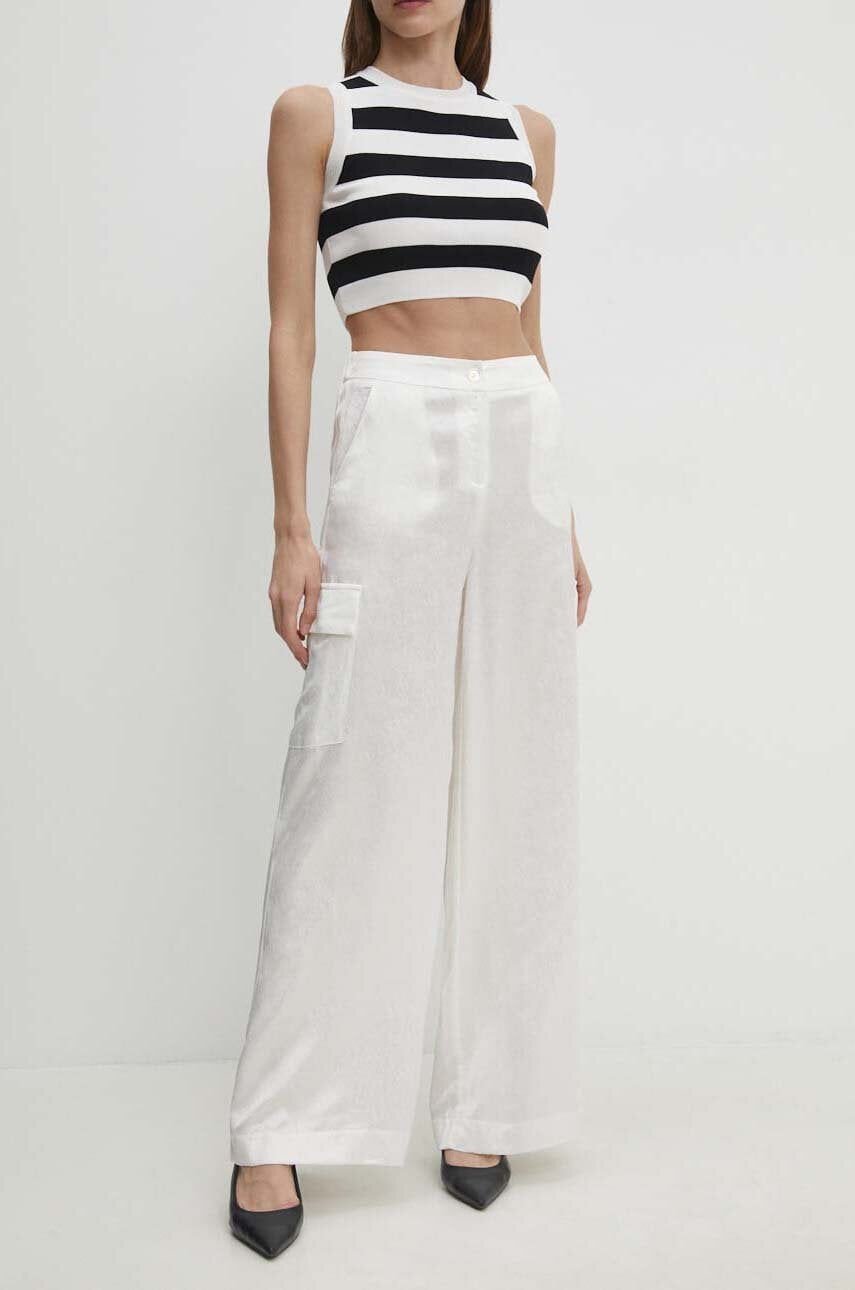 Answear Lab pantaloni femei, culoarea bej, lat, high waist Answear Lab pantaloni femei, culoarea bej, lat, high waist