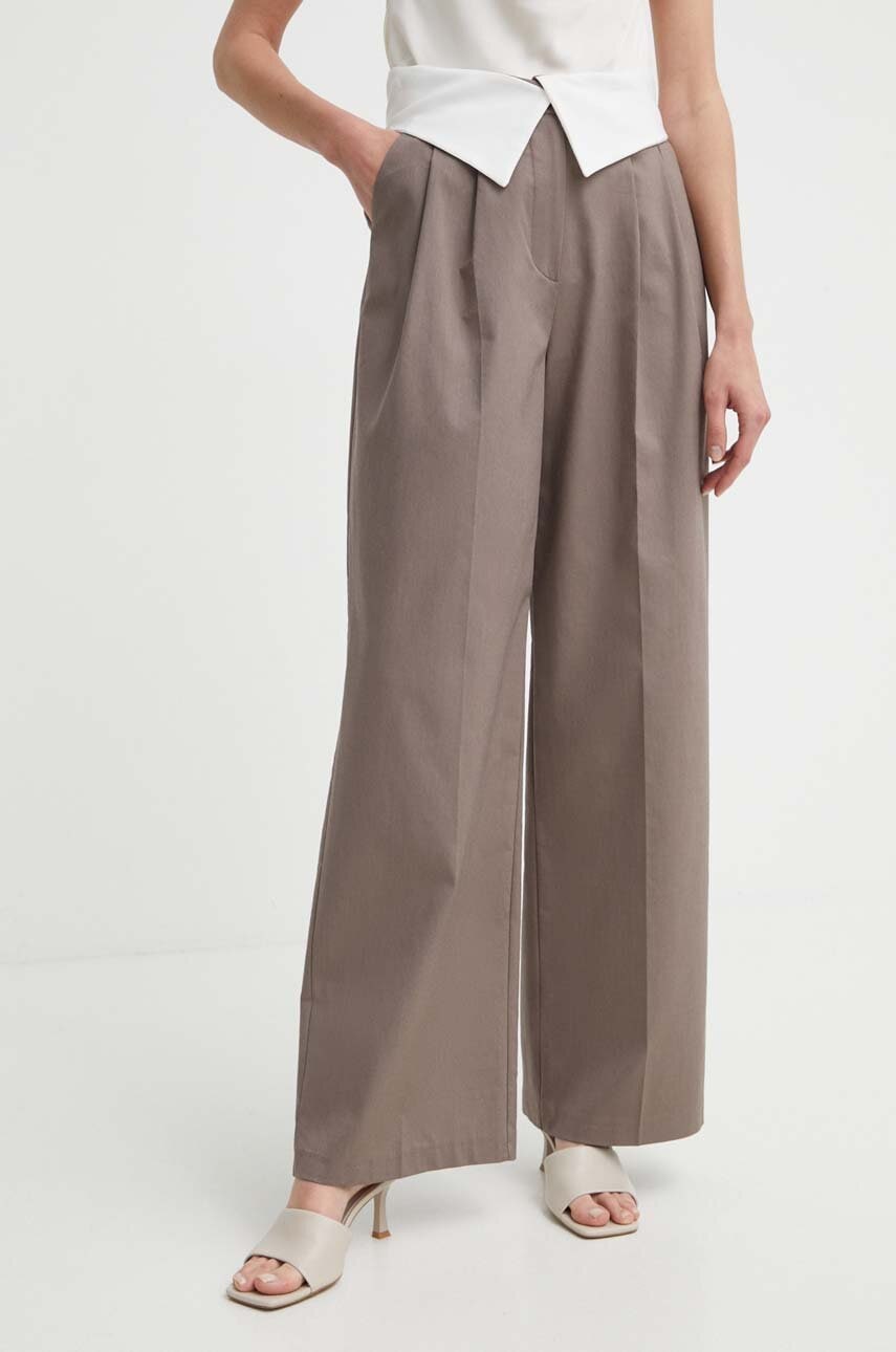 Answear Lab pantaloni femei, culoarea maro, lat, high waist Answear Lab pantaloni femei, culoarea maro, lat, high waist