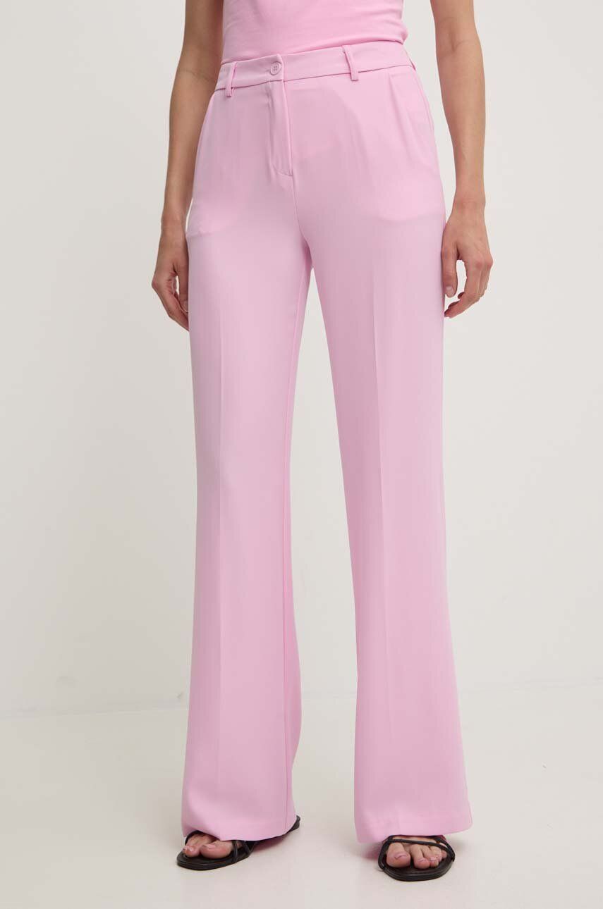 Levně Kalhoty Answear Lab dámské, růžová barva, jednoduché, high waist