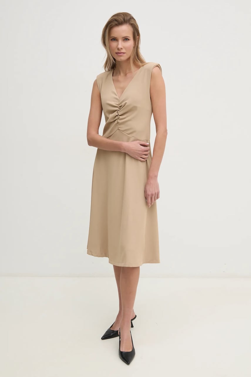 Answear Lab rochie culoarea bej, mini, evazată