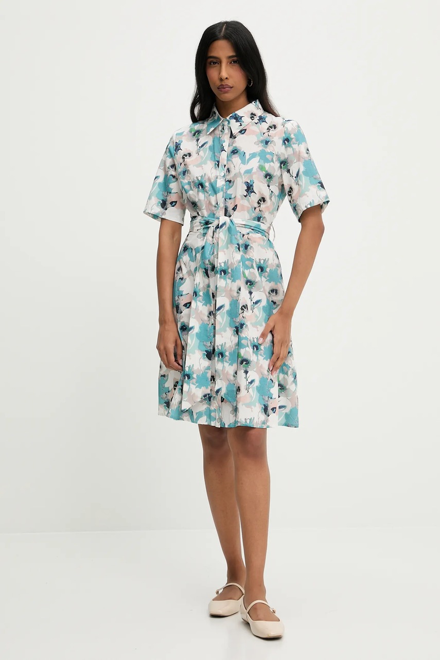 Хлопковое платье Answear.LAB цвет бирюзовый mini расклешённая