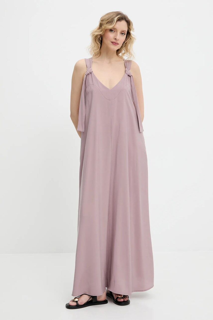 Answear Lab rochie culoarea bej, maxi, evazată