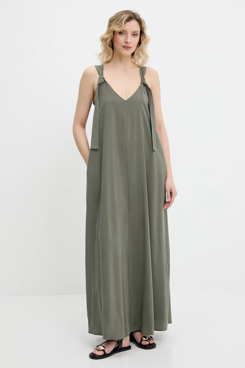 Answear Lab rochie culoarea bej, maxi, evazată
