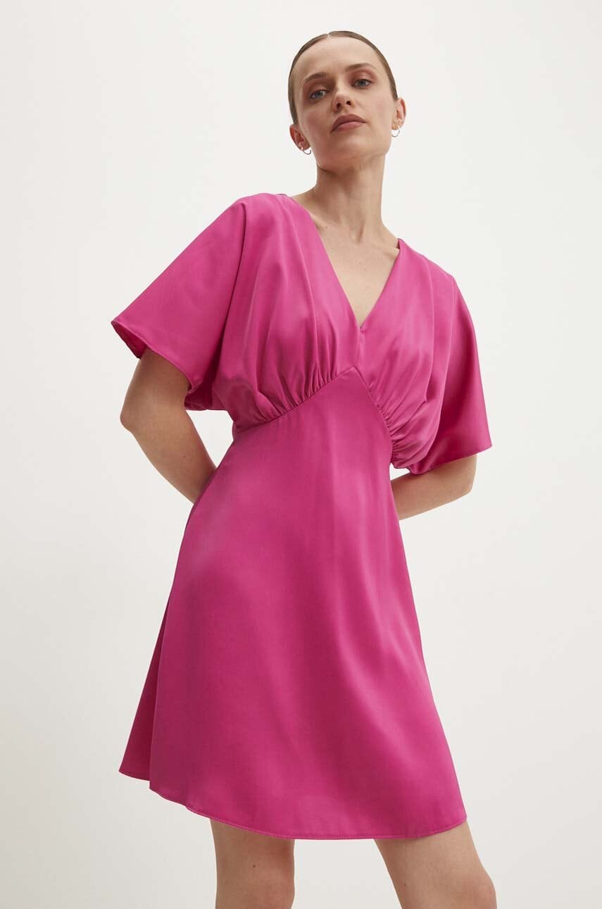 Answear Lab rochie culoarea roz, mini, evazati Answear Lab rochie culoarea roz, mini, evazati