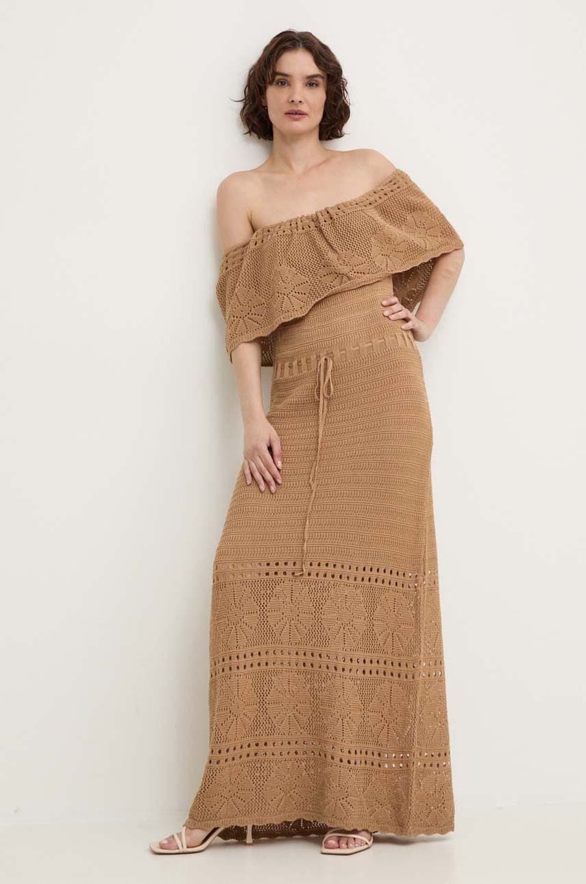 Answear Lab rochie culoarea bej, maxi, evazată