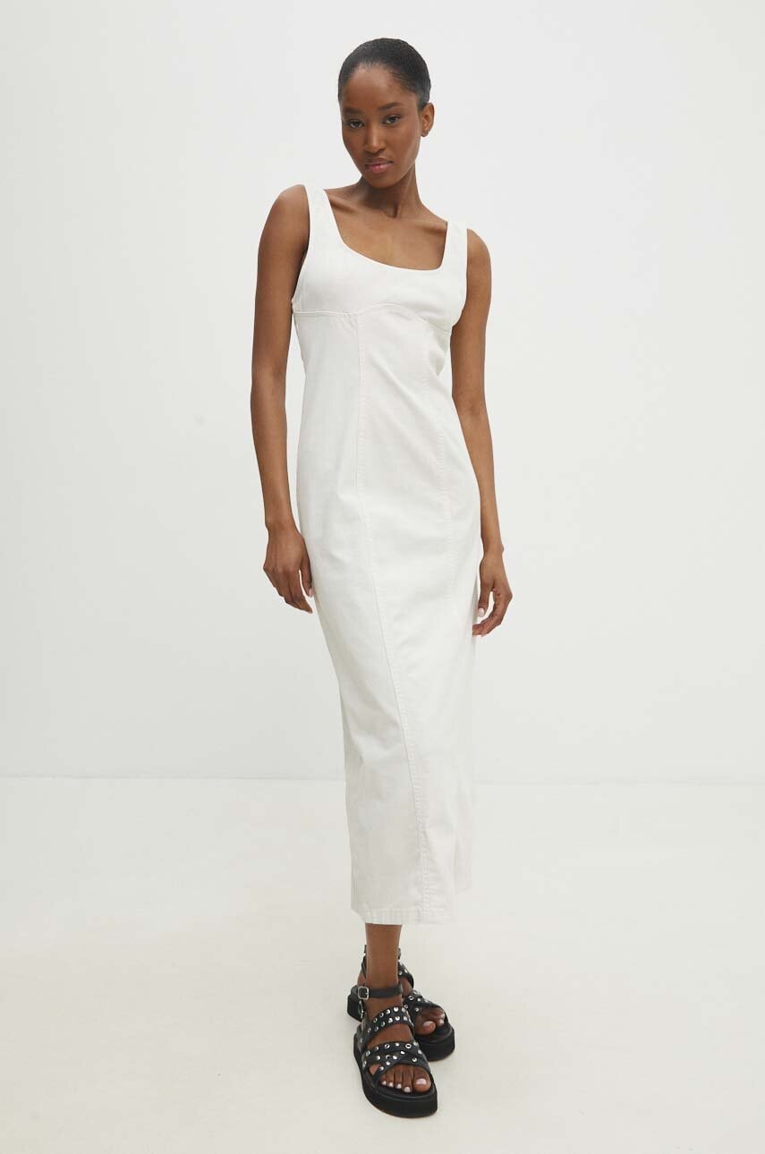Answear Lab rochie jeans culoarea bej, midi, mulata