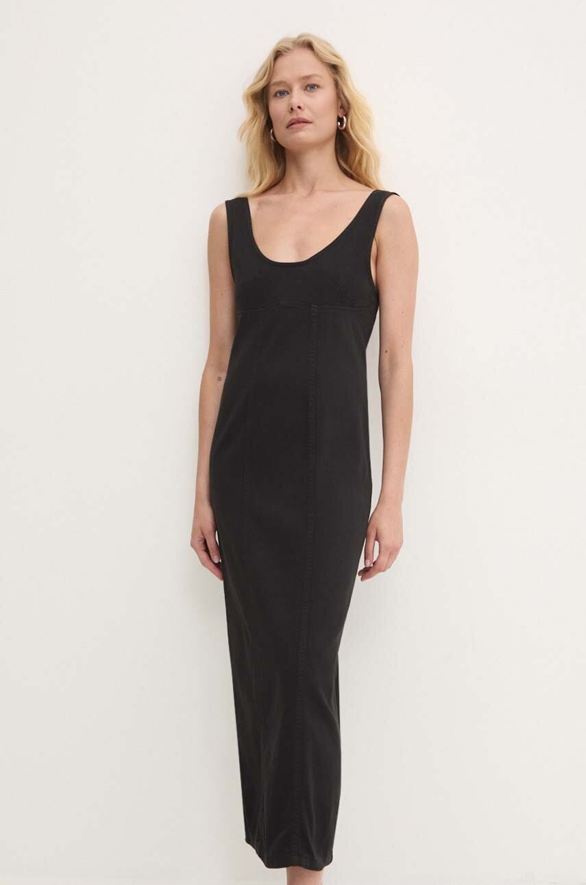 Answear Lab rochie jeans culoarea negru, midi, mulata