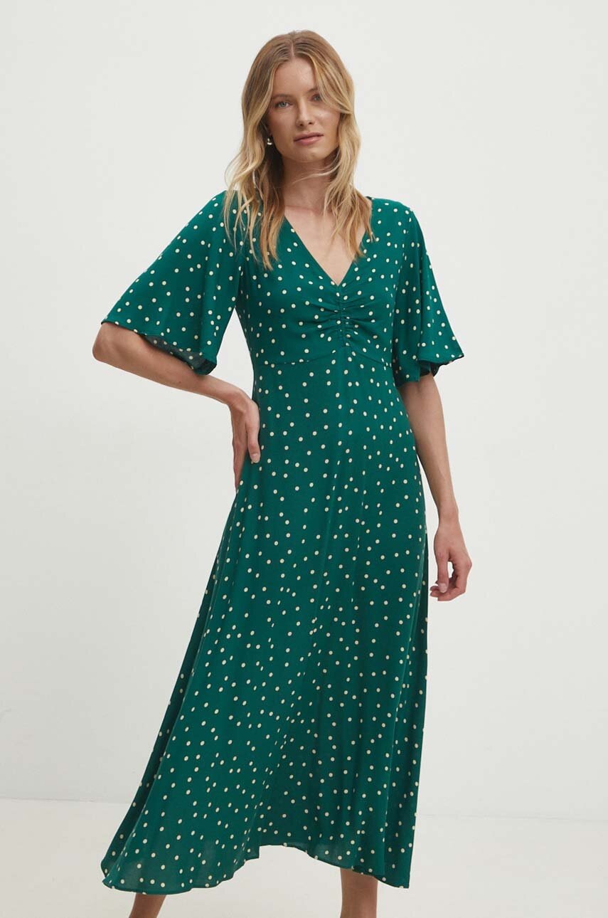 Answear Lab rochie culoarea verde, midi, evazati