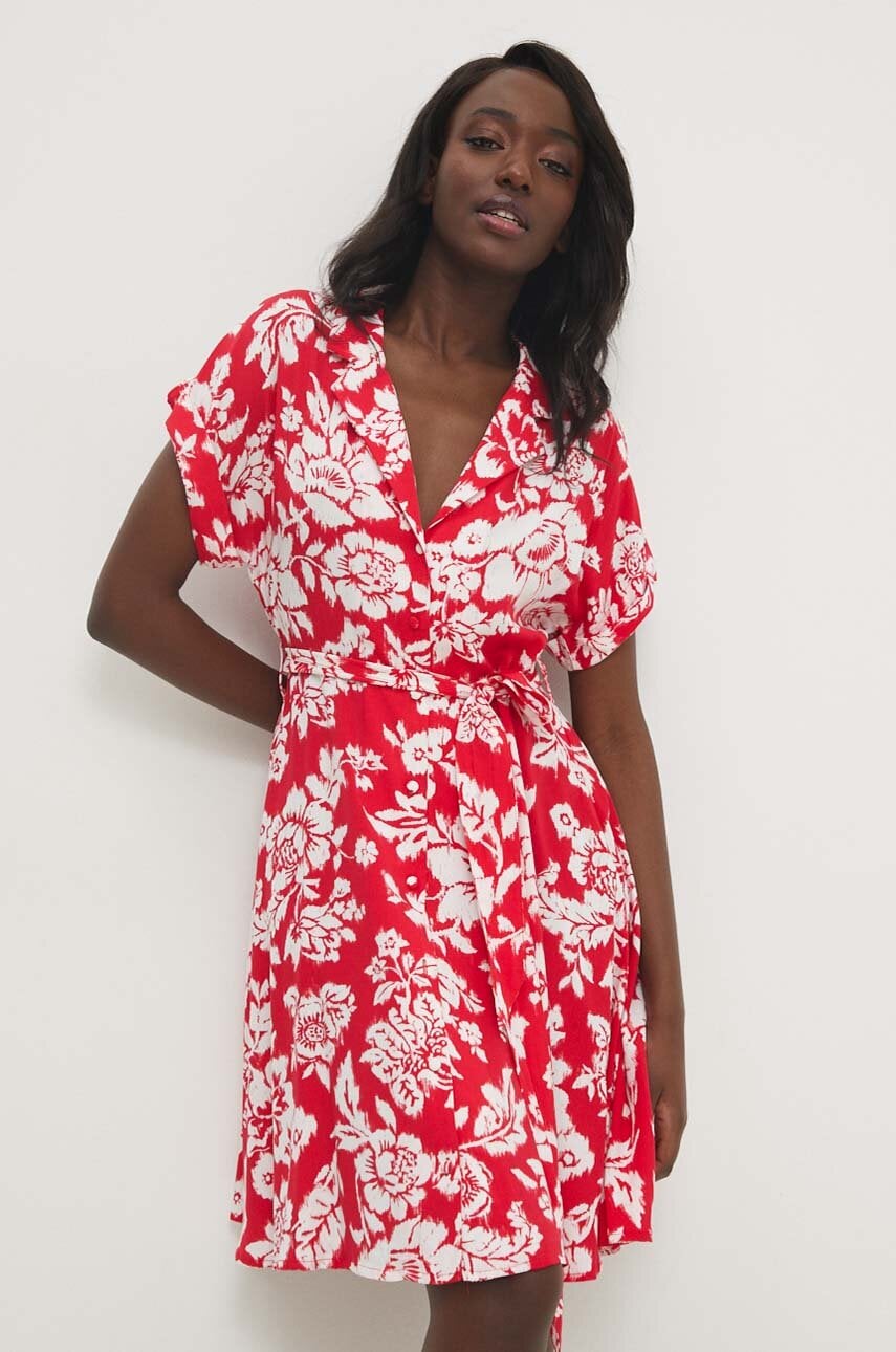 Answear Lab rochie culoarea rosu, mini, evazată