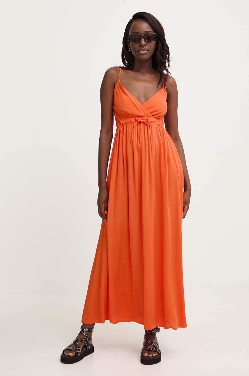 Answear Lab rochie din bumbac culoarea portocaliu, maxi, evazati