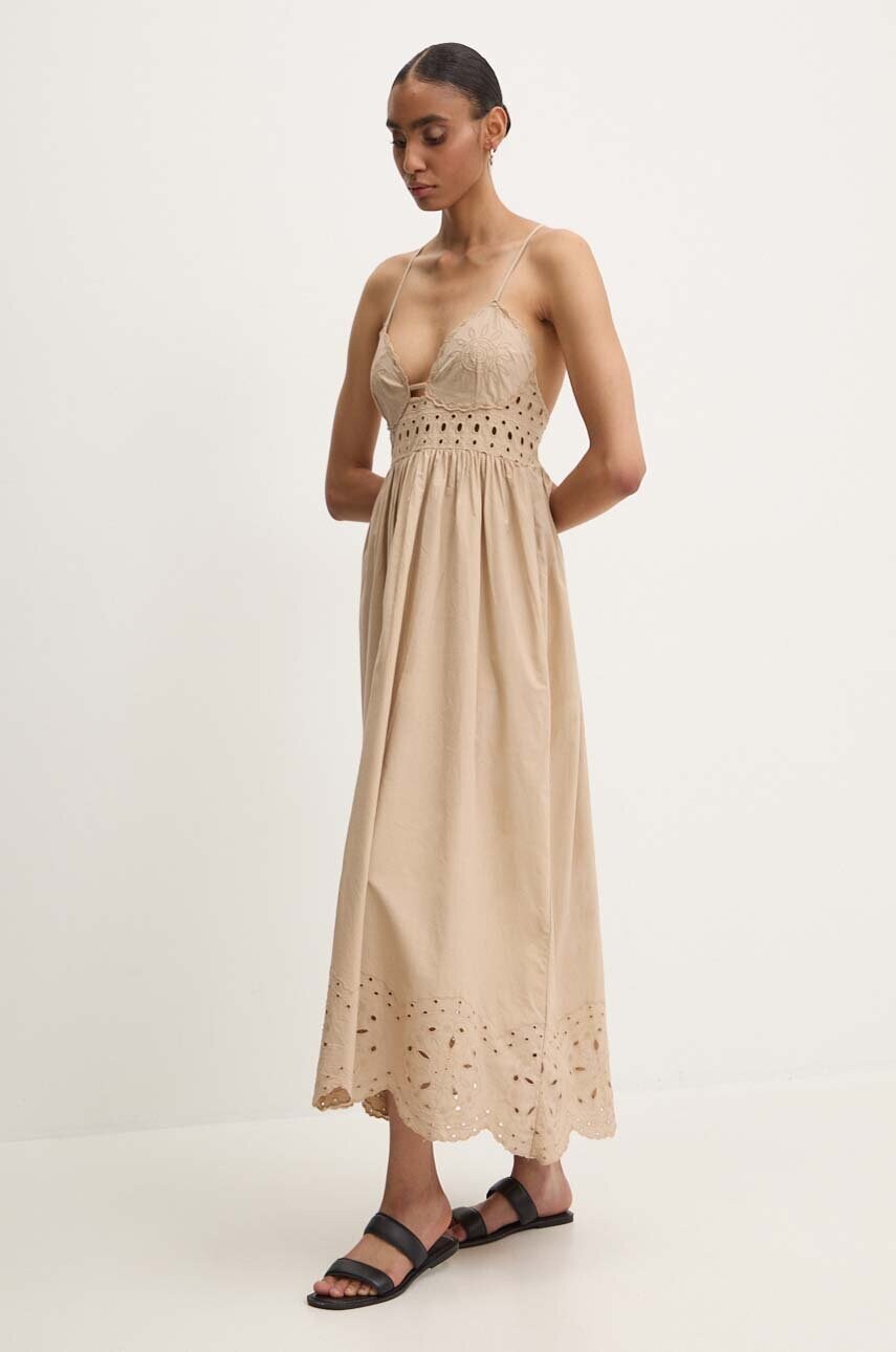 Answear Lab rochie din bumbac culoarea bej, maxi, evazati