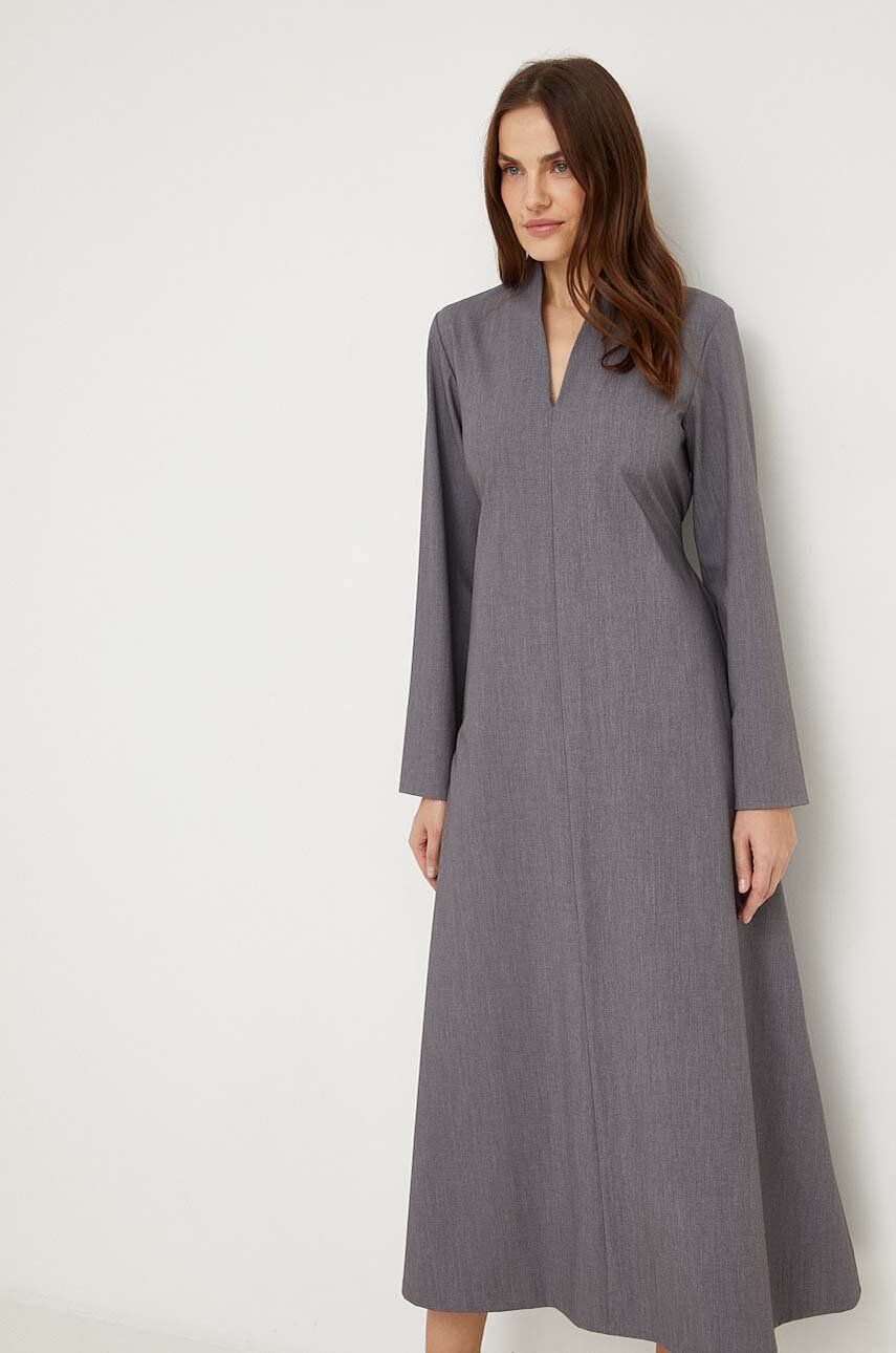 Vlněné šaty Answear Lab šedá barva, maxi, oversize