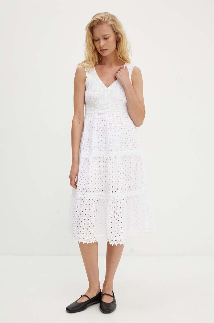 Answear Lab rochie din bumbac culoarea alb, mini, evazati