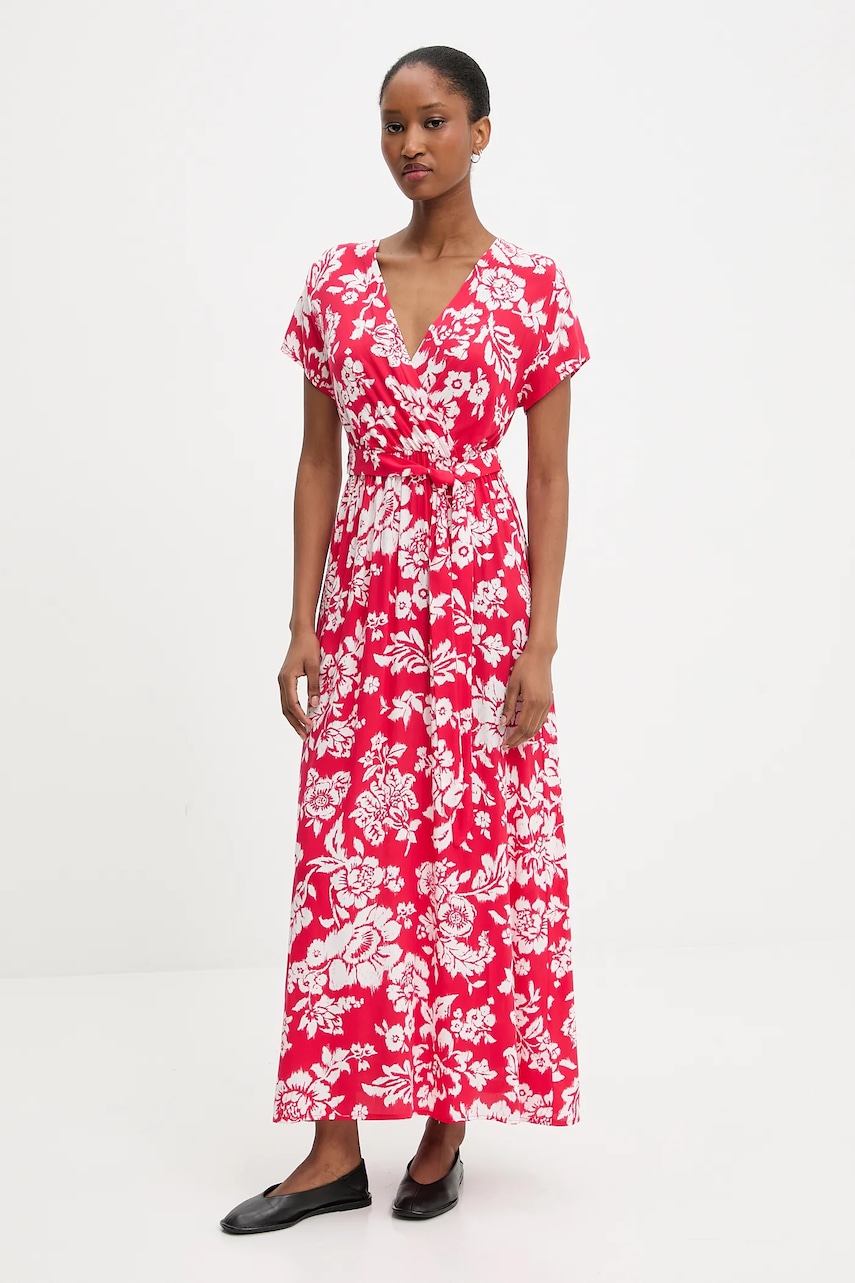 Answear.LAB sukienka kolor czerwony midi rozkloszowana