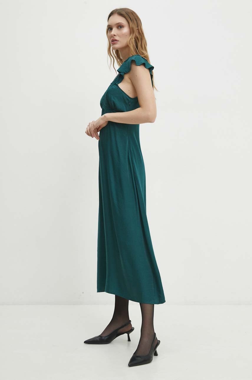 Answear Lab rochie culoarea verde, maxi, evazati