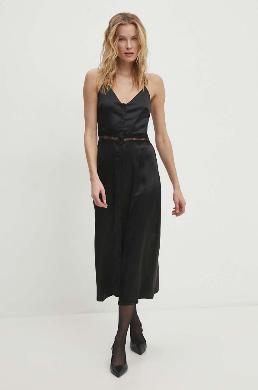 Answear Lab rochie culoarea negru, midi, dreaptă