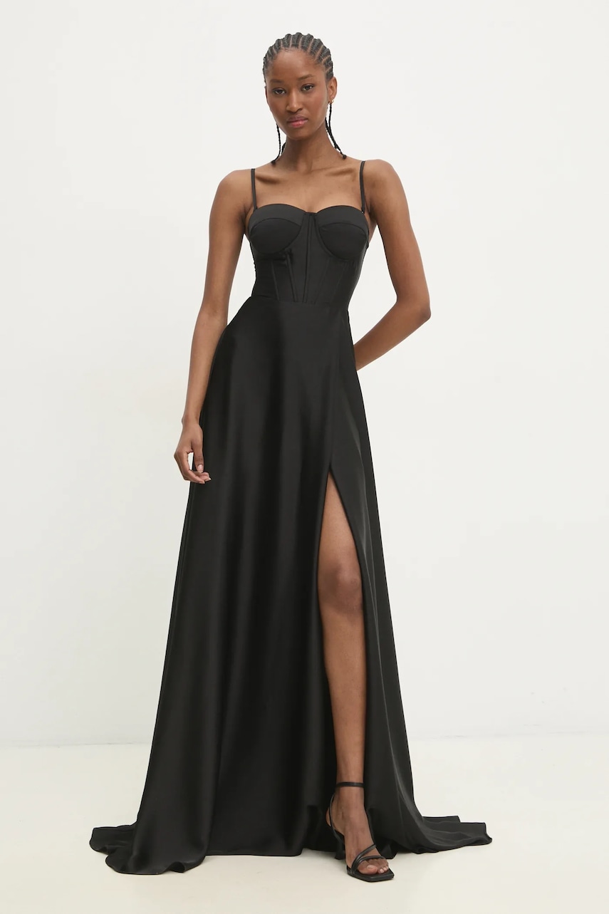 Платье Answear Lab цвет чёрный maxi расклешённая Платье Answear Lab цвет чёрный maxi расклешённая