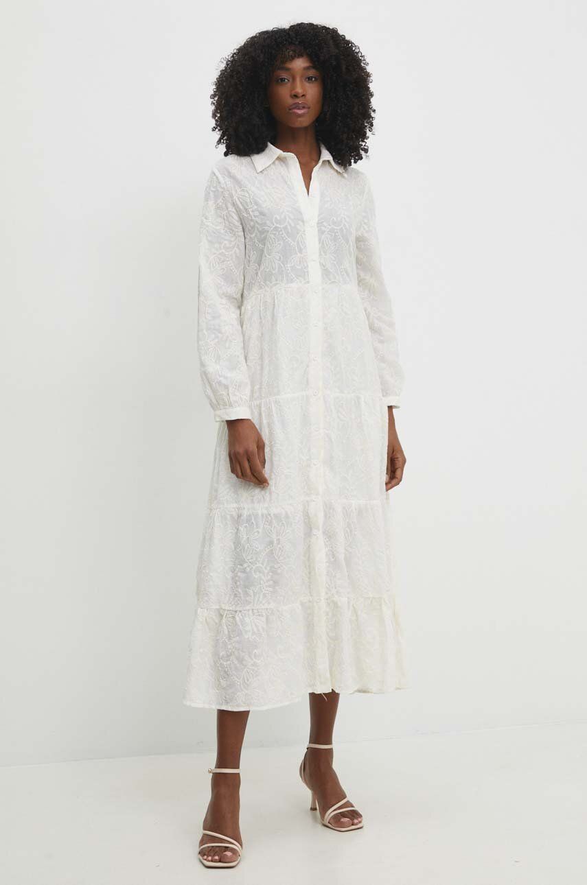 Levně Bavlněné šaty Answear Lab bílá barva, maxi