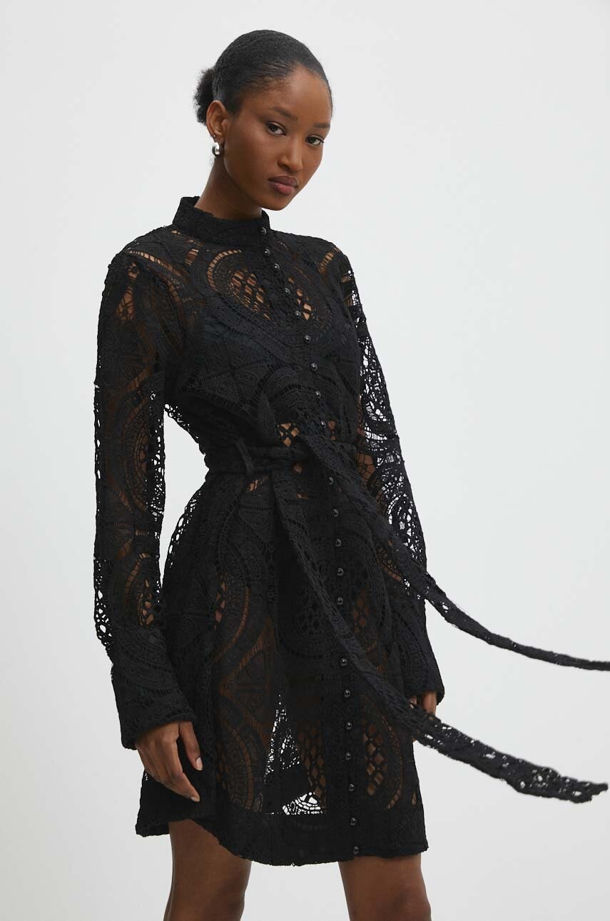 Answear Lab rochie din bumbac culoarea negru, mini, evazată